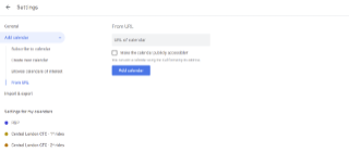 Screen shot of adding a Google Calendar
